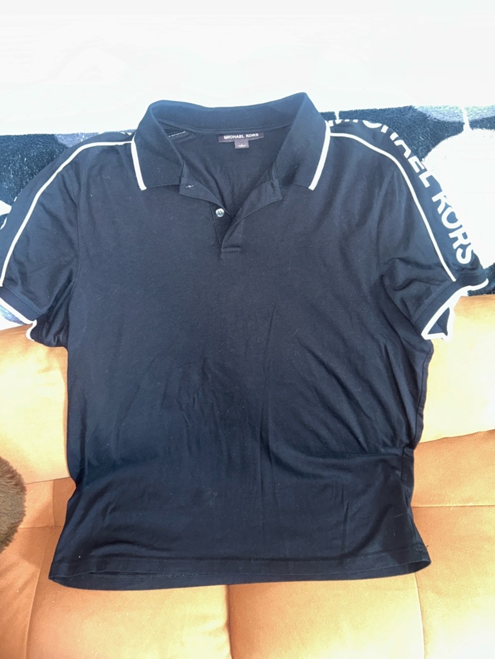 Michael Kors Black Polo with White Trim and Sleeve Logo
